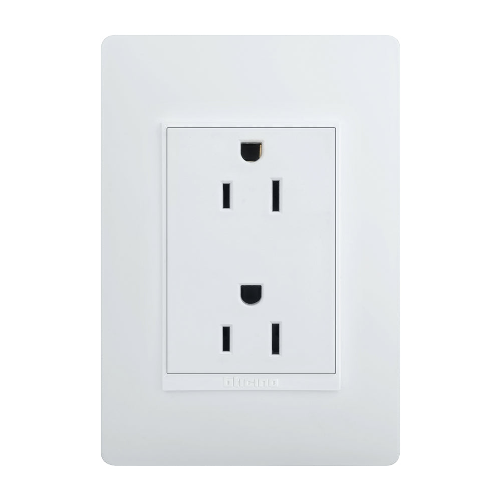 Placa Tomacorriente Doble Blanco 2P+T 15AMP Luzica Bticino