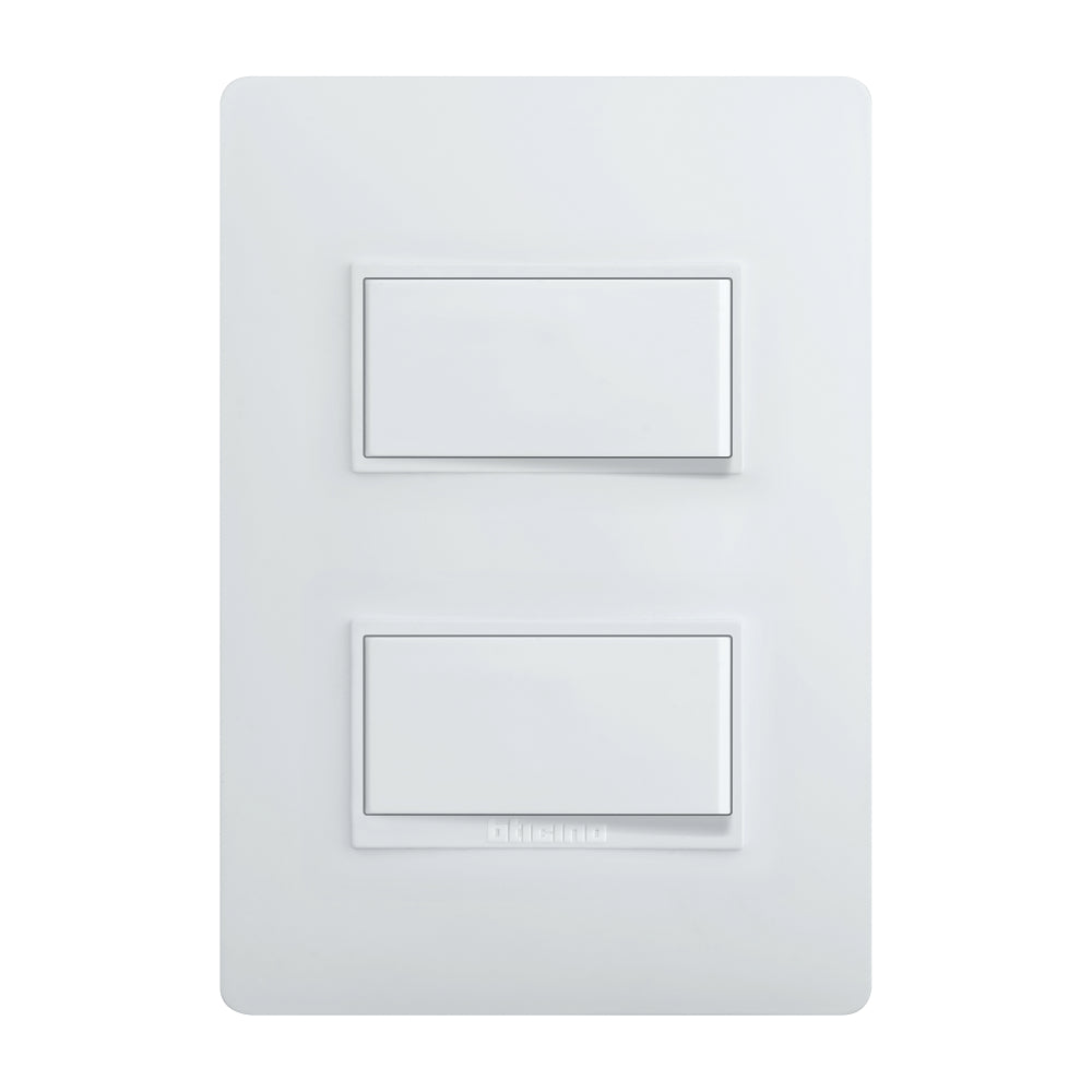 Placa Switch Doble 3 Vias Blanco Luzica 15AMP Bticino