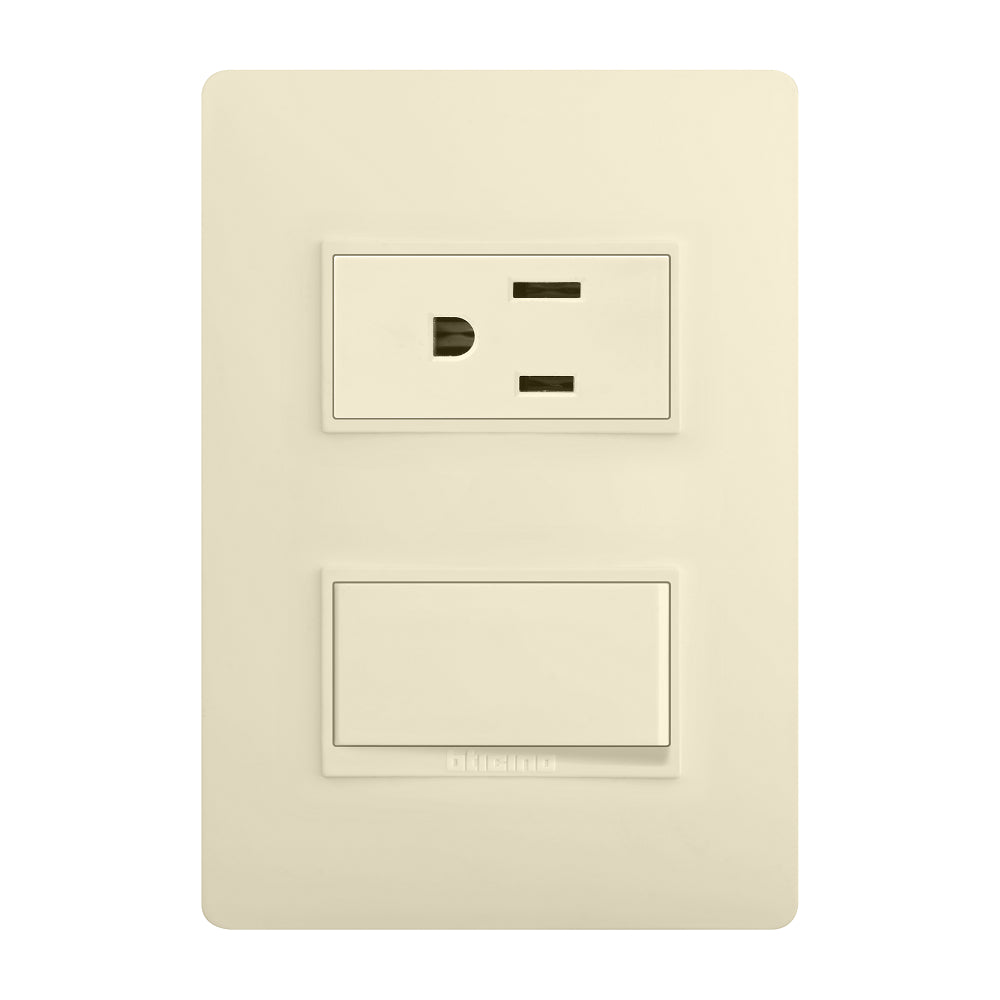 Placa Combinada Marfil Luzica 15 Amp Bticino
