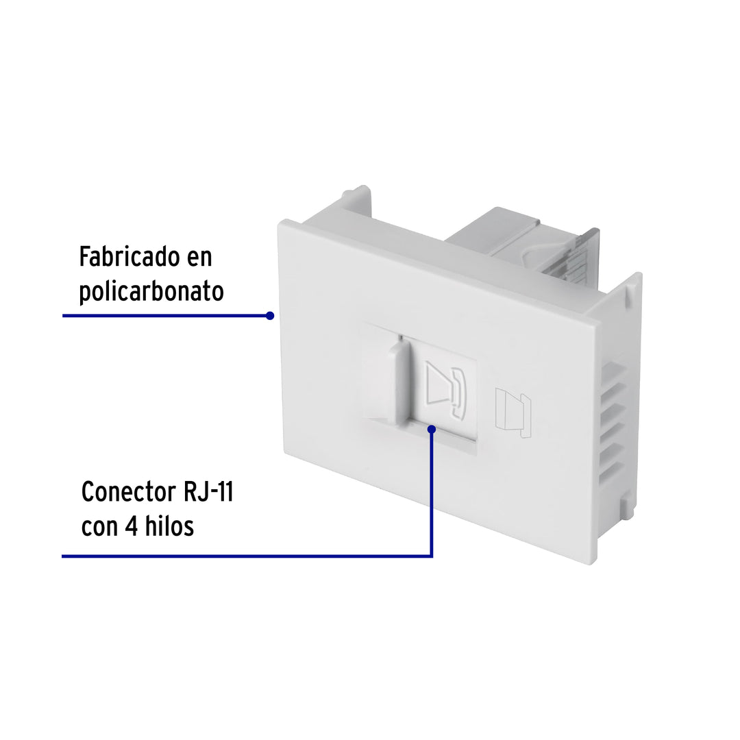 Dado Telefónico 1.5 Módulos, Línea Española, Color Blanco