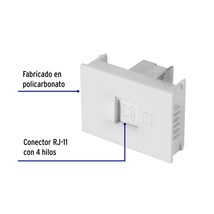 Dado Telefónico 1.5 Módulos, Línea Española, Color Blanco