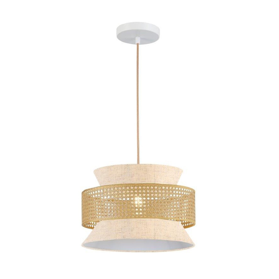 Lampara De Techo Decorativa Colgante Acabado Beige+blanco
