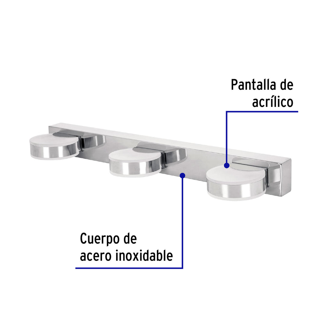 Arbotante Decorativo P/baño 3 Luces De Aluminio 9W LED VOLTECK 460LM