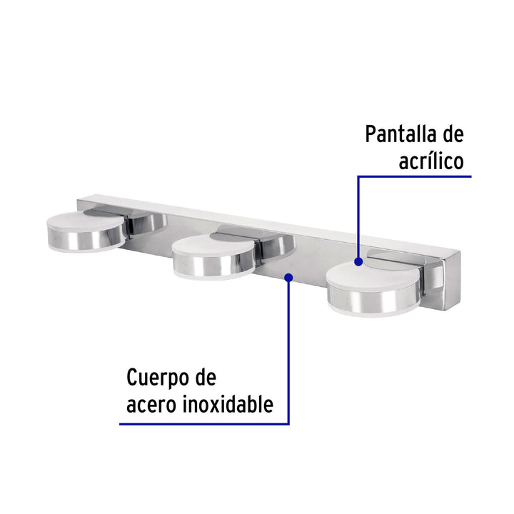 Arbotante Decorativo P/baño 3 Luces De Aluminio 9W LED VOLTECK 460LM