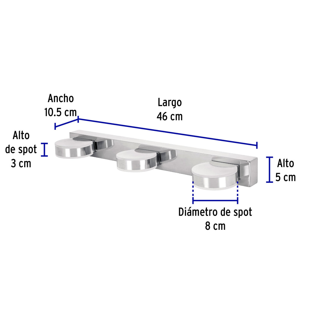 Arbotante Decorativo P/baño 3 Luces De Aluminio 9W LED VOLTECK 460LM