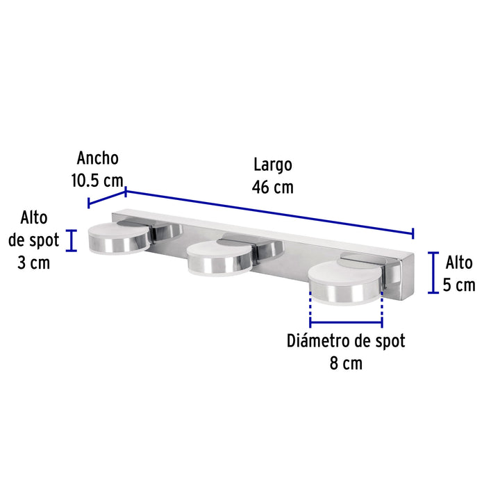 Arbotante Decorativo P/baño 3 Luces De Aluminio 9W LED VOLTECK 460LM