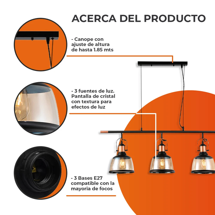 Lámpara Colgante De Cristal Columba Ii Tecnolite