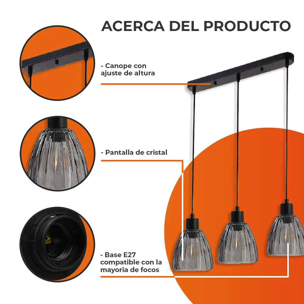Lámpara Colgante De Cristal Celeste Ii Tecnolite