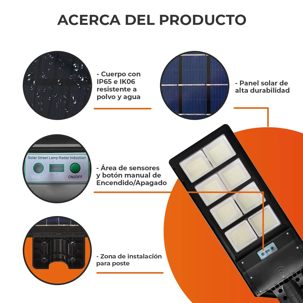 Lámpara Solar LED 80 W, Luz De Día