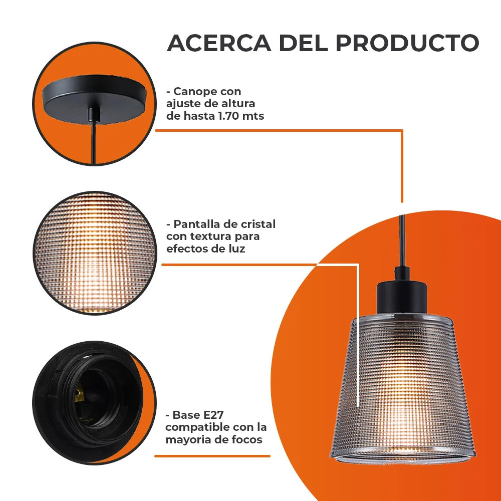 Lámpara Colgante De Cristal Bianca I Tecnolite
