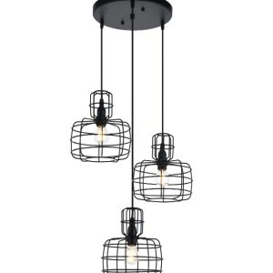 LAMPARA COLGANTE TIPO VINTAGE 770 LIGHTS 3*E14 METAL NEGRO